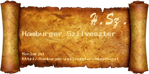 Hamburger Szilveszter névjegykártya